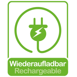 Wiederaufladbar (Lithium-Akku), inkl. USB-C-Ladekabel